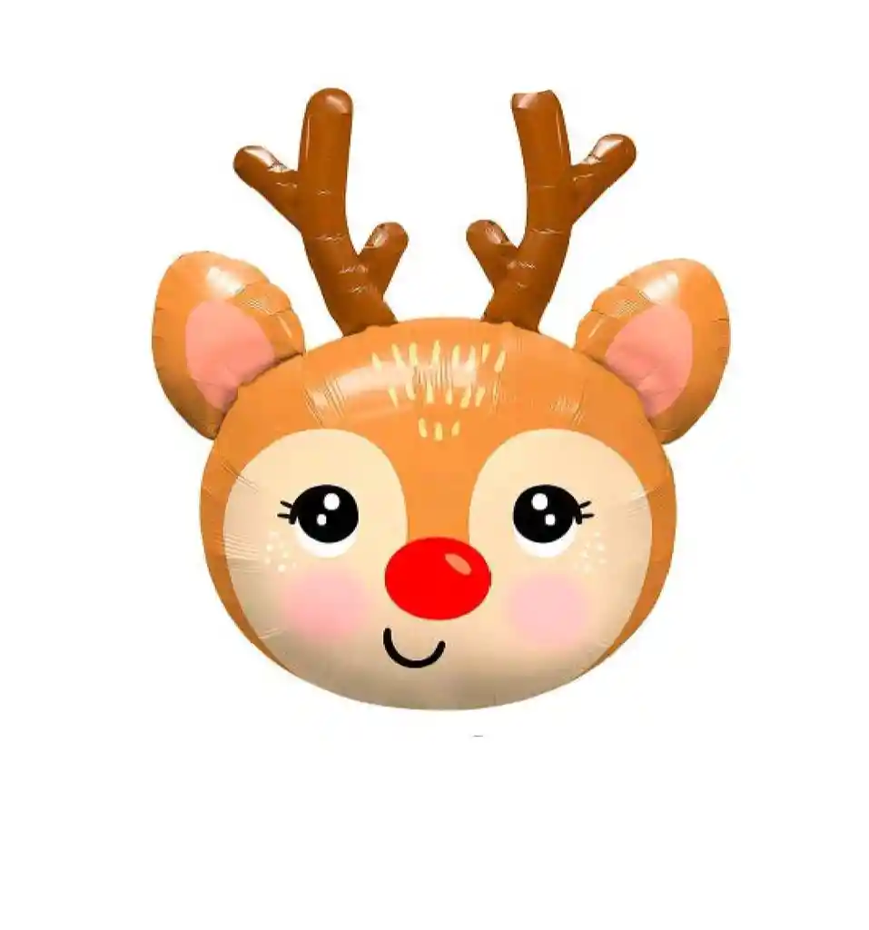 Globo Metalizado Con Cara De Reno, Para Navidad, Año Nuevo