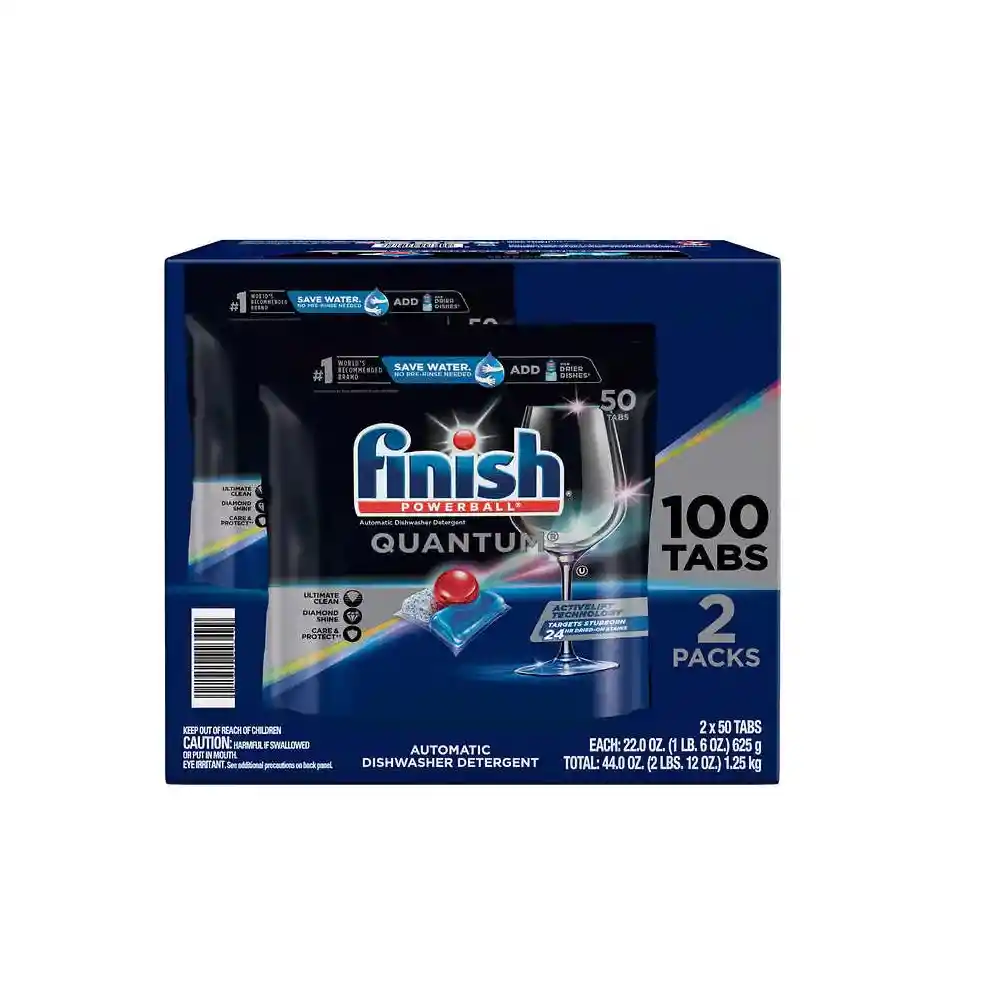 Finish Powerball Quantum Automatic Dishwasher Detergent 2 X 50 Tabletas Lavavajillas