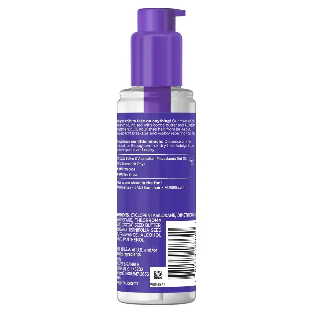 Aussie Miracle Coils Aceite Nutritivo Sin Enjuague, 3.2 Fl Oz /95 Ml