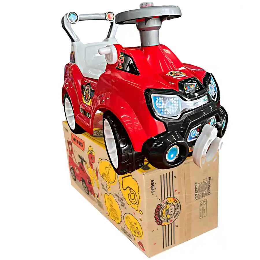 Carro Montable Camper Bombero Para Niño 64cm Sonidos Rojo