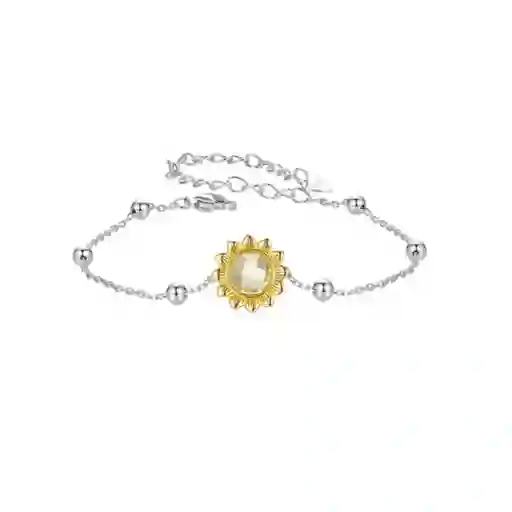 Pulsera Manilla Regalos Para Mujer Flor Girasol En Plata 925