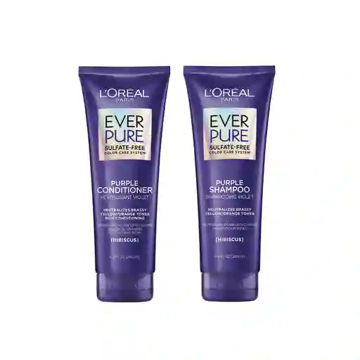 Set Loreal Everpure Purple Acondicionador Y Champu 6.8 Oz / 200 Ml Cada Uno Para Cabello Rubio