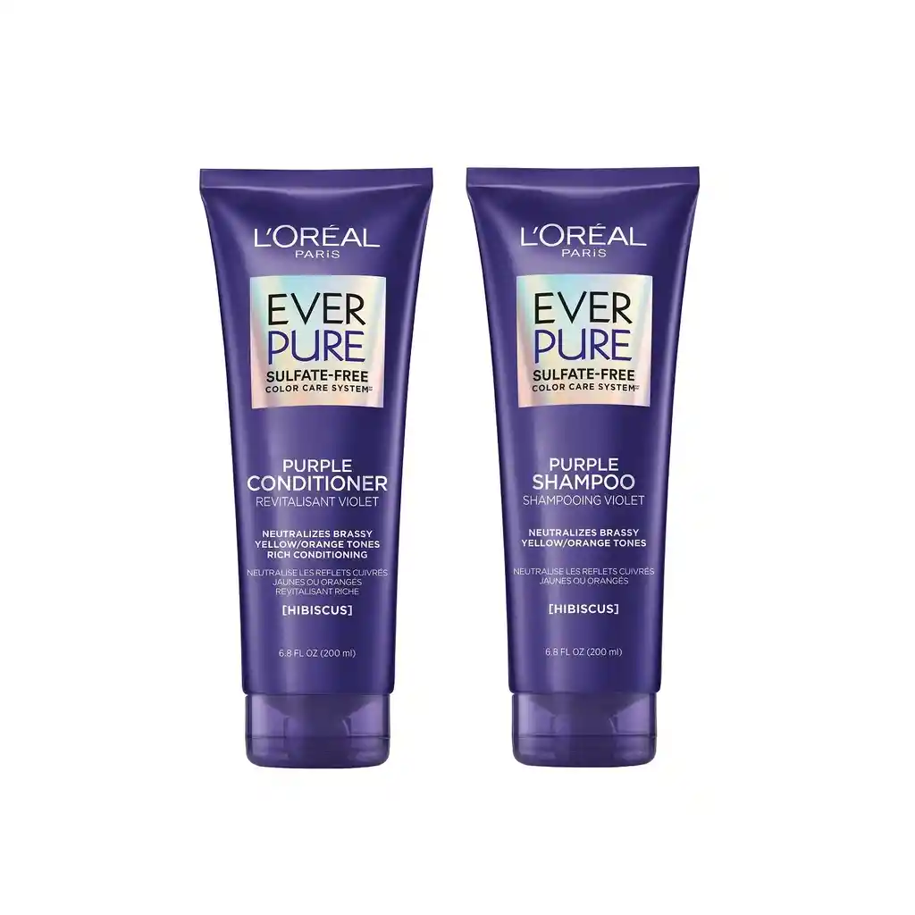 Set Loreal Everpure Purple Acondicionador Y Champu 6.8 Oz / 200 Ml Cada Uno Para Cabello Rubio