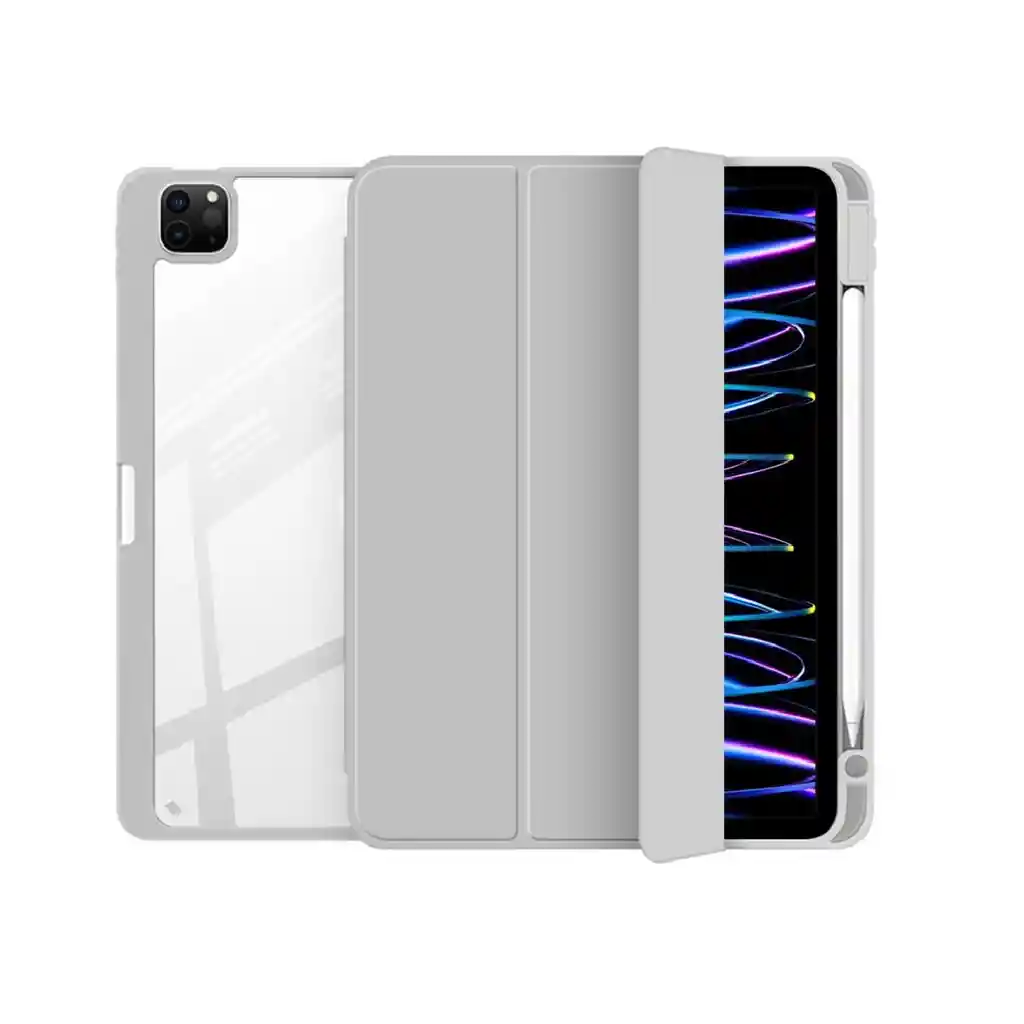 Estuche Protector Smart Clear Para Ipad Air 11 Chip M2 2024 Y Ipad Air 11 Chip M3 2025 – Gris