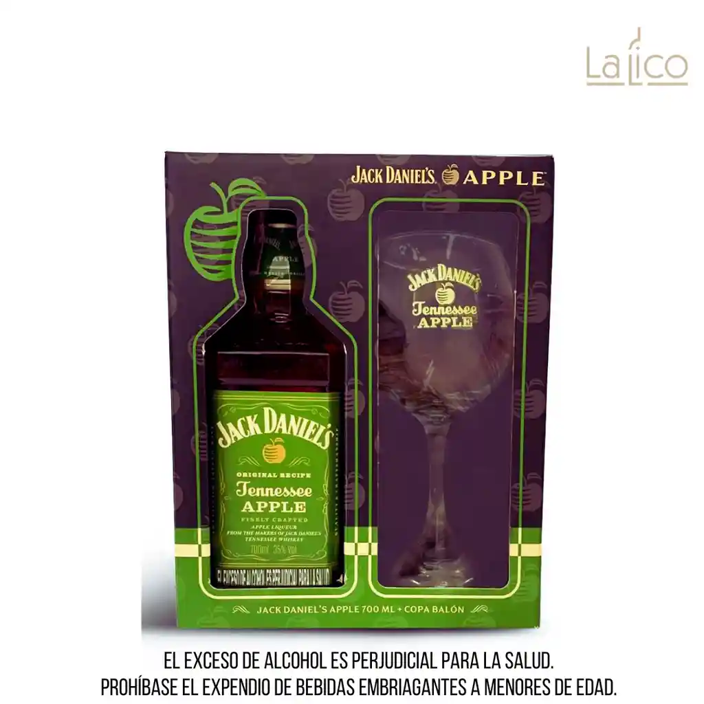 Estuche Jack Daniel's Apple 700ml + Copa