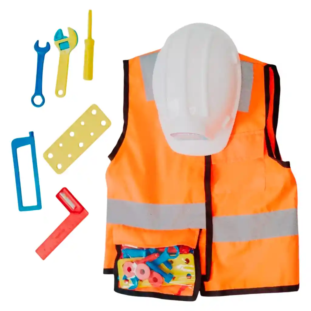 Set Juego De Ingeniero Chaleco Herramientas + Casco Niños