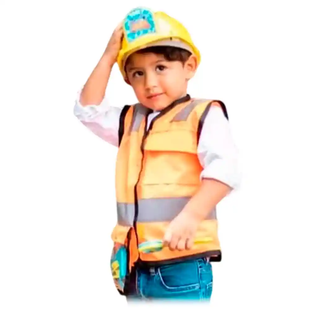 Set Juego De Ingeniero Chaleco Herramientas + Casco Niños