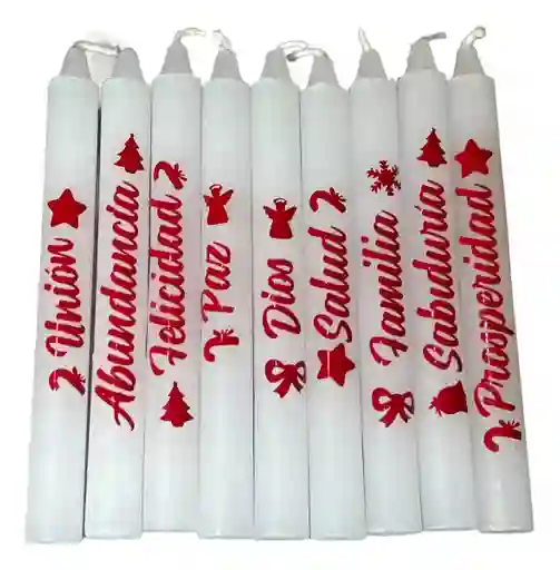 Caja Velas X10 Deseos Navideños Frases Noche De Velitas