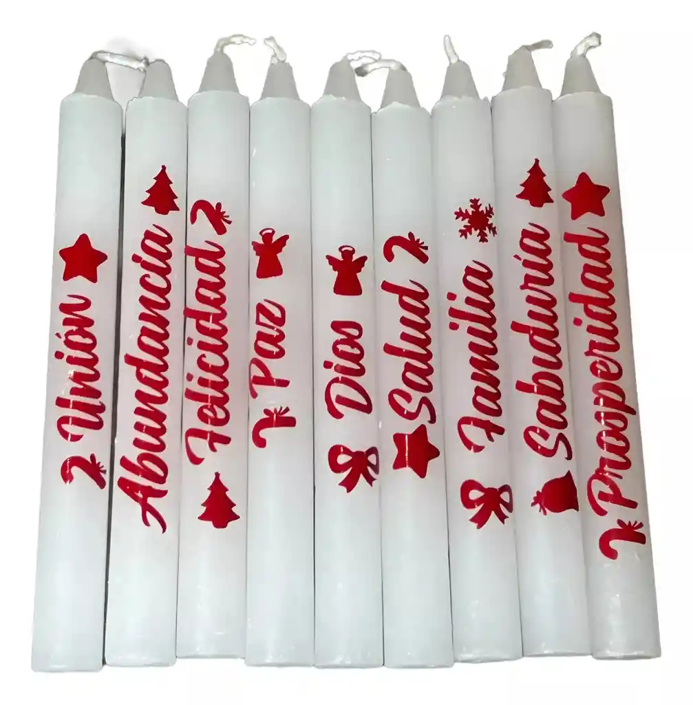 Caja Velas X10 Deseos Navideños Frases Noche De Velitas