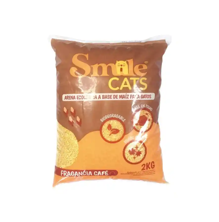Arena De Maíz Ecológica Para Gatos Café - Smile Cats