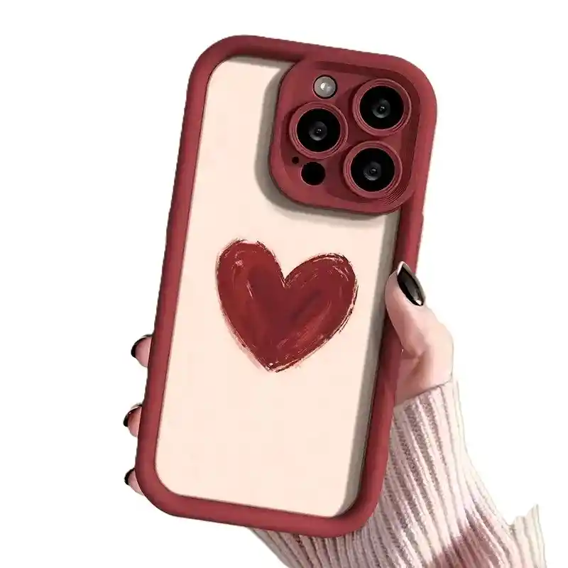 Funda Forro Estuche Case Protector Para Iphone 15 Corazon Rojo