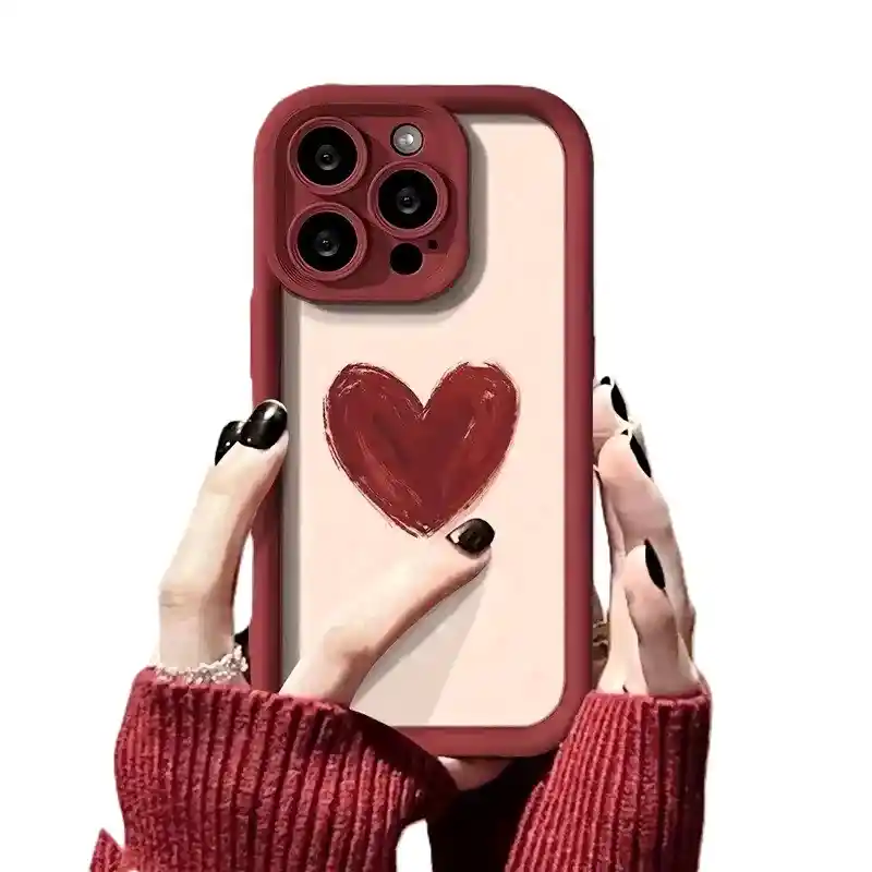 Funda Forro Estuche Case Protector Para Iphone 15 Corazon Rojo