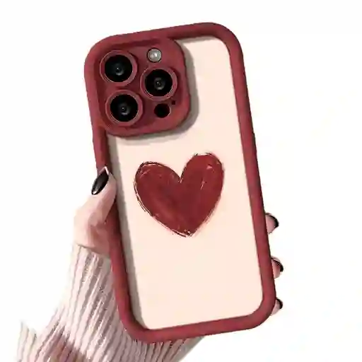 Funda Forro Estuche Case Protector Para Iphone 15 Corazon Rojo