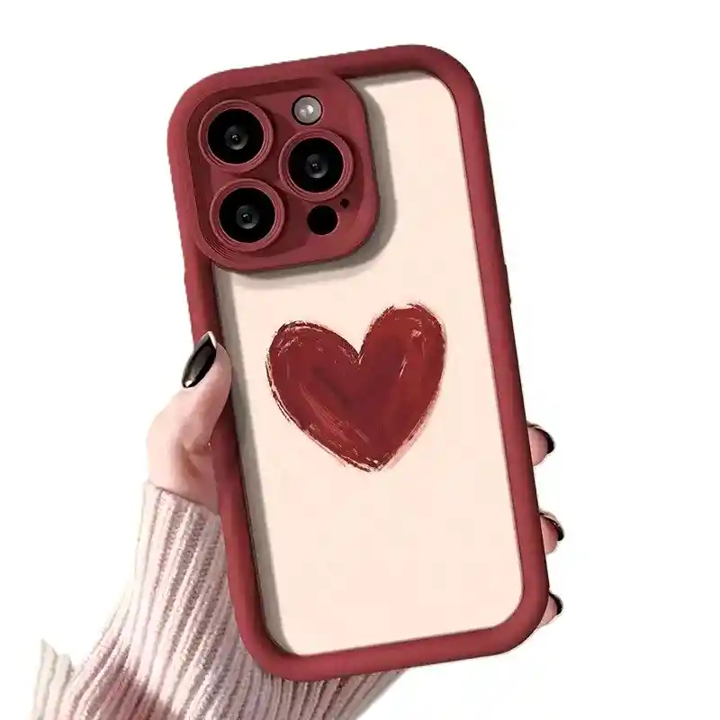 Funda Forro Estuche Case Protector Para Iphone 15 Corazon Rojo