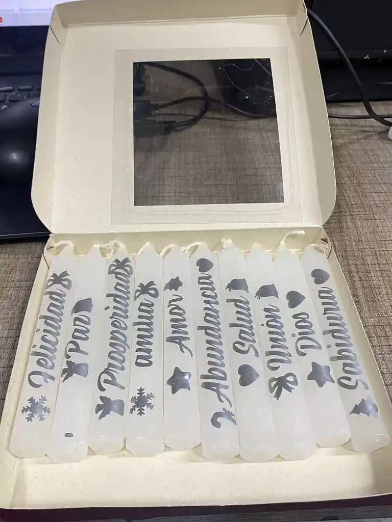 Velas Personalizadas De Navidad X 10, Velitas Navideñas