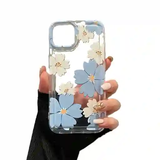 Funda Forro Estuche Case Protector Para Iphone 15 Flores Azules