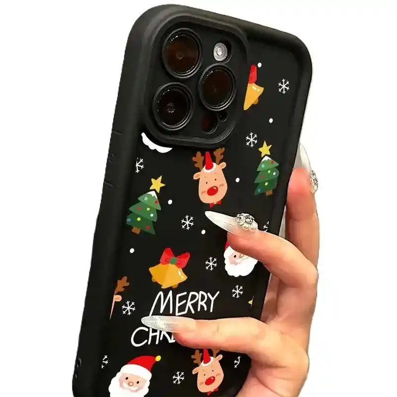 Forro Para Iphone 14 Pro Navidad Negro