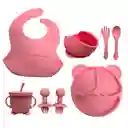 Kit Alimentación Bebe Niño Vajilla En Silicona Plato Babero