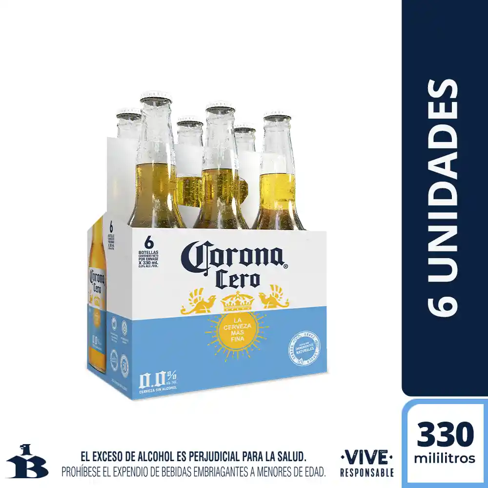 6 Cervezas Corona Sin Alcohol 330 Ml Botella Vidrio