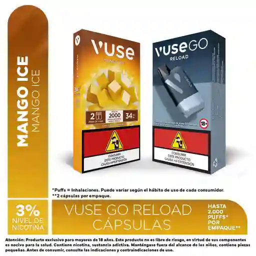 Vuse Go Vapeador Reload Black + Cápsula Mango Ice 34 mg