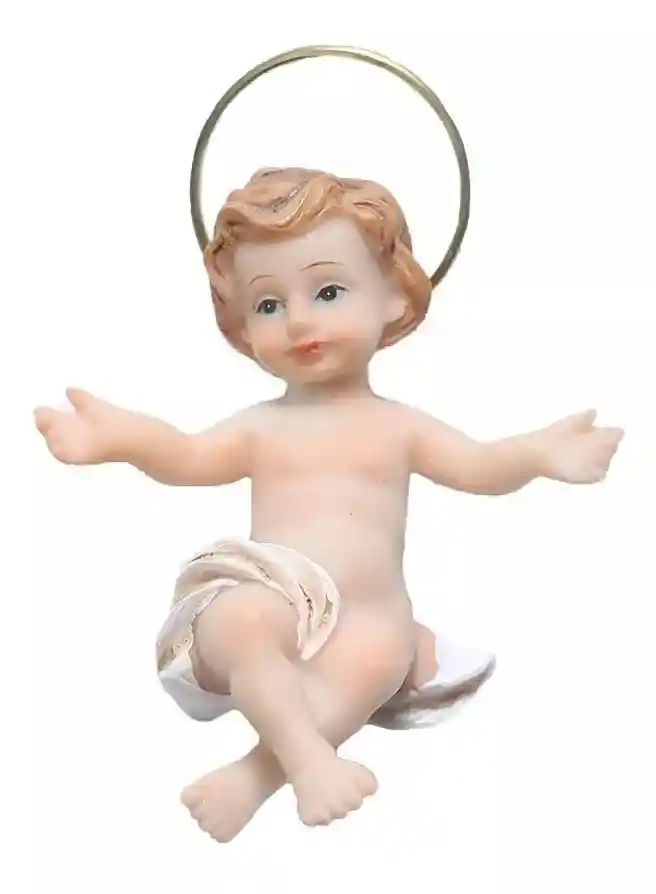 Figura Religiosa Niño Jesús Corona Pequeño Porcelana Italiana Santini