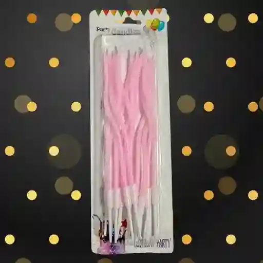 Velas Decorativas Espiral X12 Unidades Rosado Claro