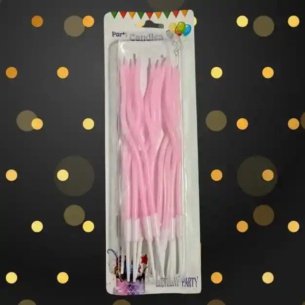 Velas Decorativas Espiral X12 Unidades Rosado Claro