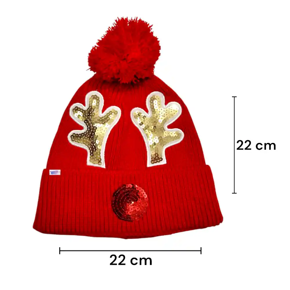 Gorro Navideño Diseño Tejido Con Lentejuelas Navidad