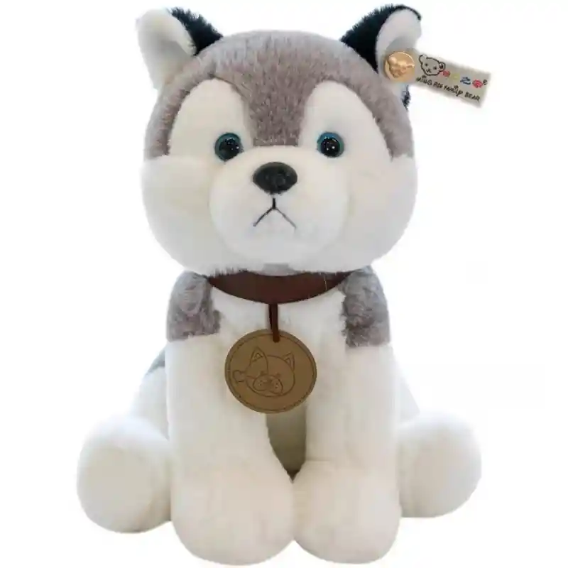 Peluche De Cachorro Sentado Lobo Siberiano 30cm