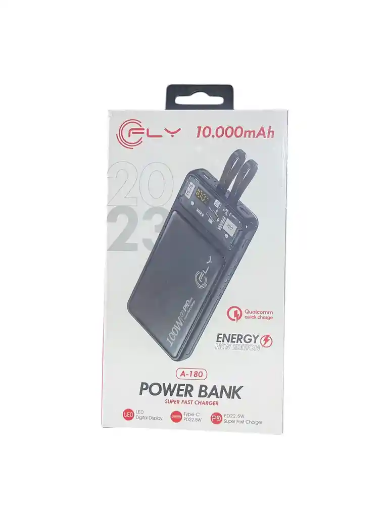 Power Bank Fly A-180 De 10,000mah Con Carga Rápida Y Multifuncional