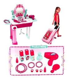 Set Tocador Y Maquillaje De Juguete Lujosa Maleta Rodachines