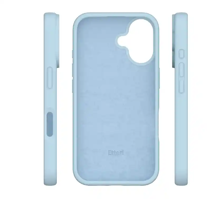 Forro Case Iphone 16 Azul + Vidrio Templado Blindado