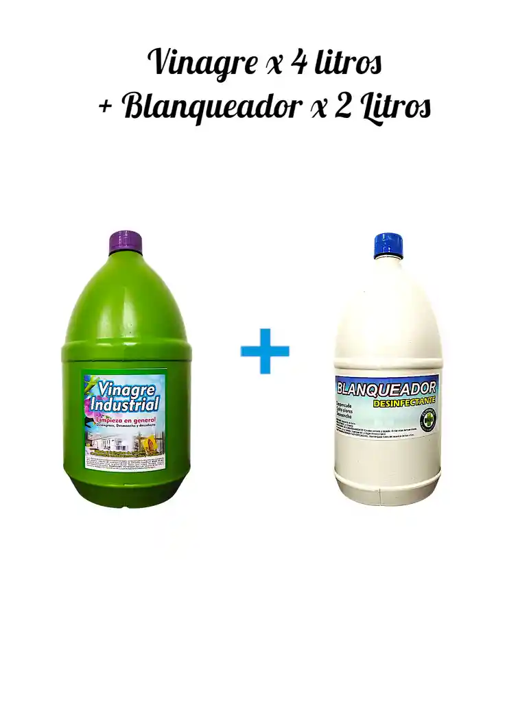 Combo Vinagre Industrial X 4 L + Cloro 2 L