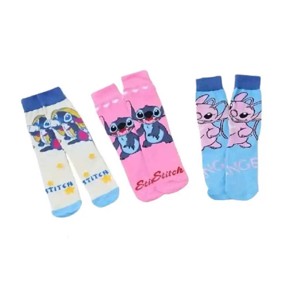 Paquete Por 3 Pares De Medias Estilo Stitch