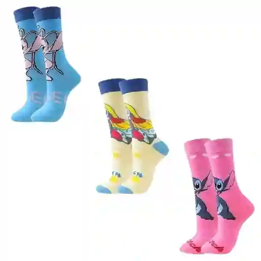 Paquete Por 3 Pares De Medias Estilo Stitch