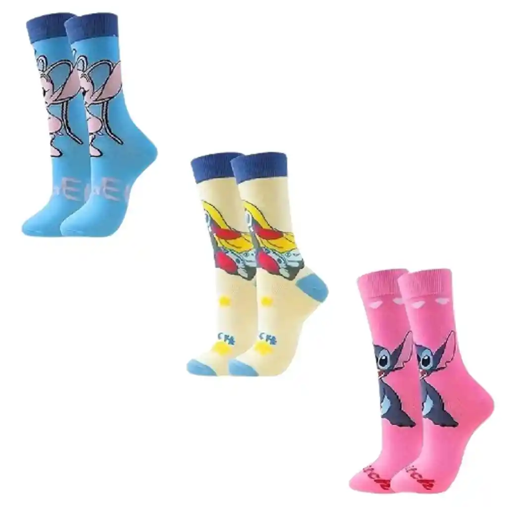 Paquete Por 3 Pares De Medias Estilo Stitch