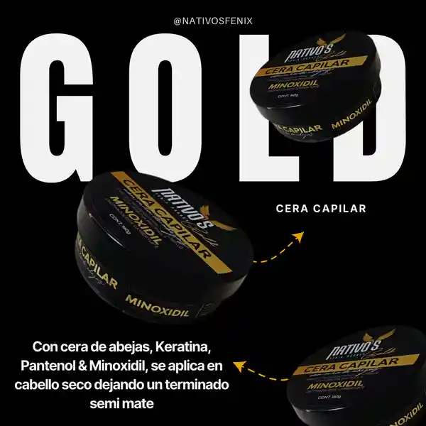 Cera Capilar Gold - Nativos Con Minoxidil X160g