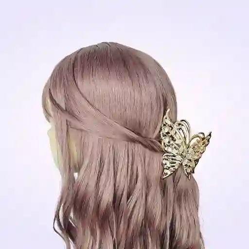 Pinza Gancho Caimán Mariposa Oro Rosa Para Cabello