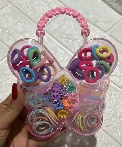 Estuche Cauchos Para Cabellocauchitos Moñas Ganchitos Piojitos Mariposa Pequeño