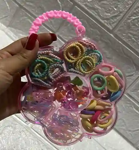 Estuche Flor Pequeño Cauchos Para Cabello Cauchitos Moñas Ganchitos Piojitos