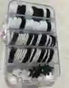Estuche Acrilico Cauchos Para Cabello Cauchitos Moñas Ganchitos Piojitos Blancos-negros