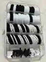 Estuche Acrilico Cauchos Para Cabello Cauchitos Moñas Ganchitos Piojitos Blancos-negros