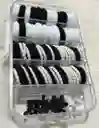 Estuche Acrilico Cauchos Para Cabello Cauchitos Moñas Ganchitos Piojitos Blancos-negros