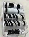 Estuche Acrilico Cauchos Para Cabello Cauchitos Moñas Ganchitos Piojitos Blancos-negros