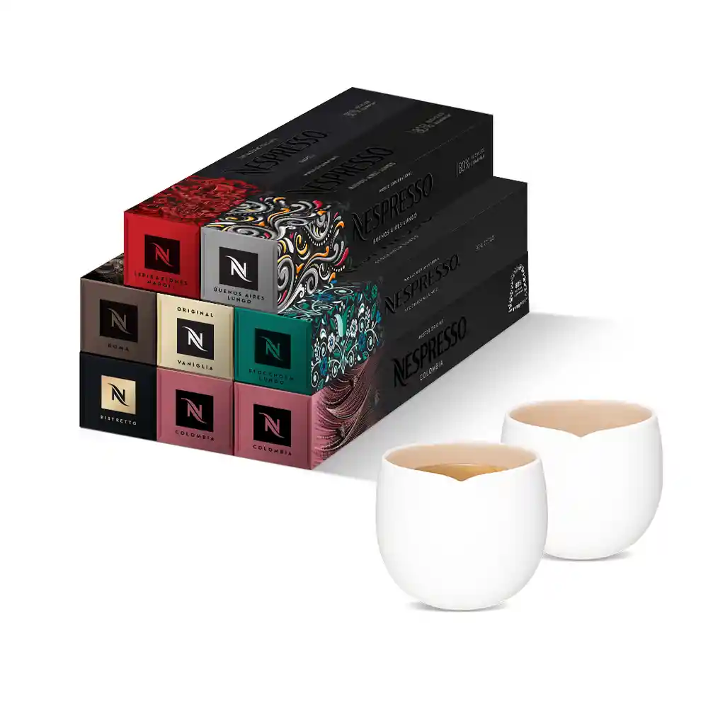 Obsequio 2 Tazas Origin Lungo + Pack X 80 Cápsulas Original Nespresso