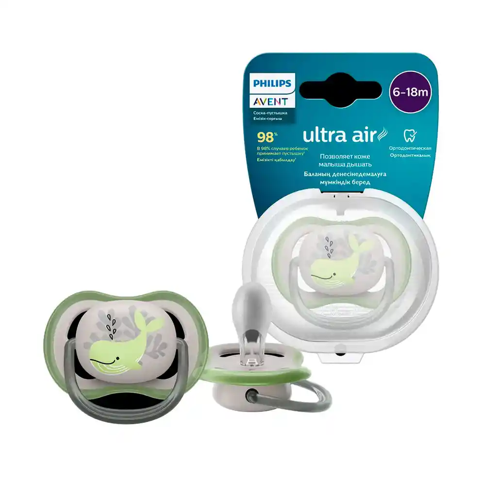 Chupa Ultra Air Ballenita De 6 A 18 Meses, Libre De Bpa, Chupete Individual Para Niño - Philips Avent