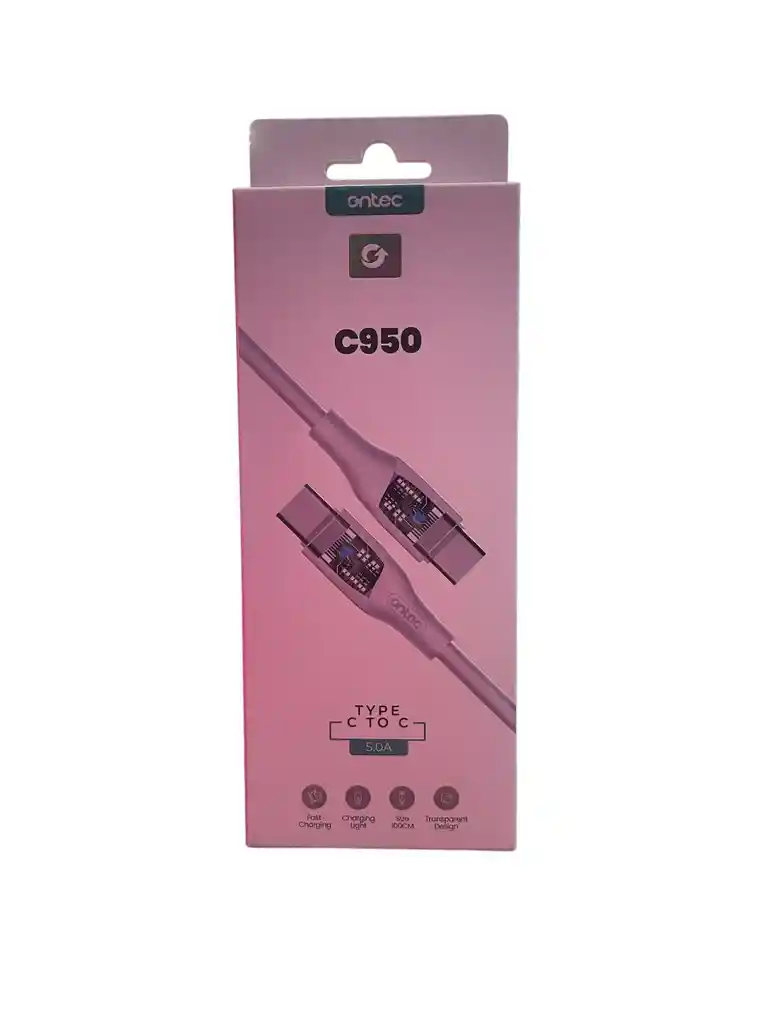 Cable Usb-c A Usb-c Ontec C950 - Carga Rápida Y Diseño Transparente