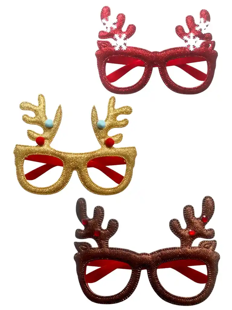 3 Gafas Navidad Con Diseño De Reno Papa Noel Dia Velitas Café