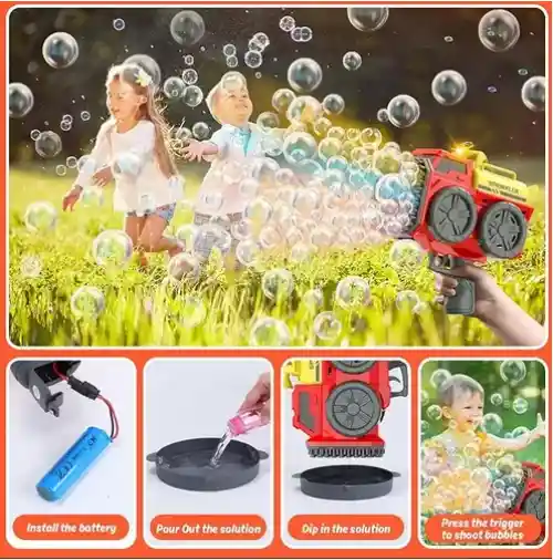 Pistola Lanzador Burbujero Eléctrico Usb Liquido Burbujas