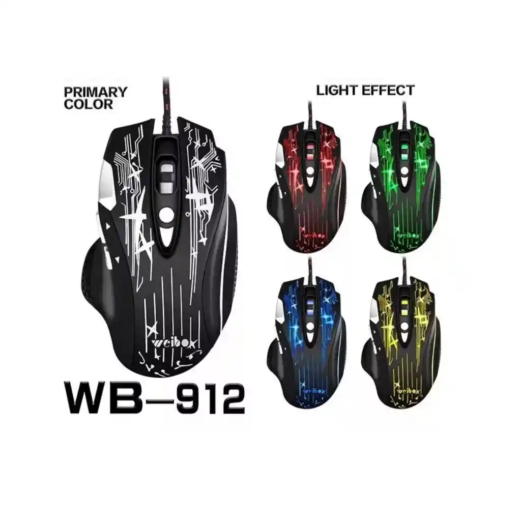 Mouse Gamer Weibo 8 Botones Alambrico Rgb Wb-912